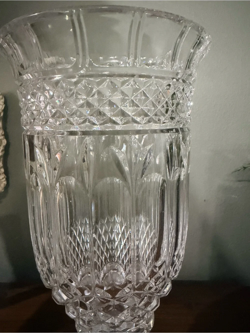 Crystal Cut Glass Urn Vase - Clear